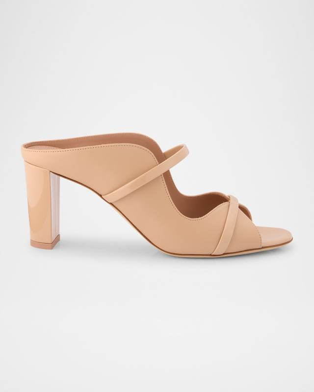 Norah Nappa Leather Patent Two-Band Block-Heel Sandals